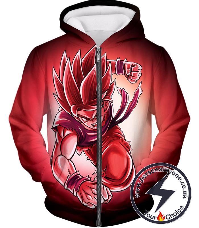 Dragon Ball Super Amazing Warrior Goku Super Saiyan God Action Red Zip Up Hoodie